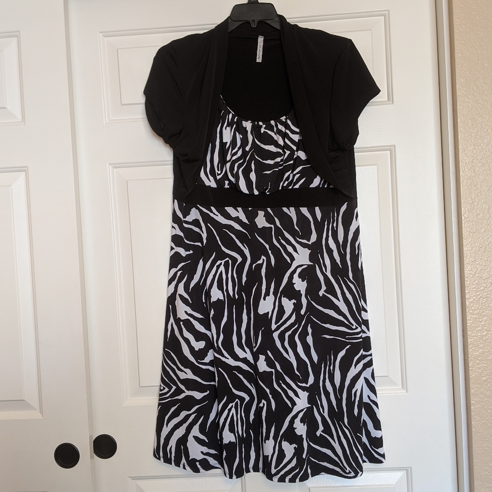 Like New 3X Zebra Print Black and White Dress